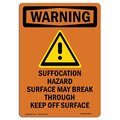 Signmission Safety Sign, OSHA WARNING, 5" Height, Suffocation Hazard, Portrait OS-WS-D-35-V-13553